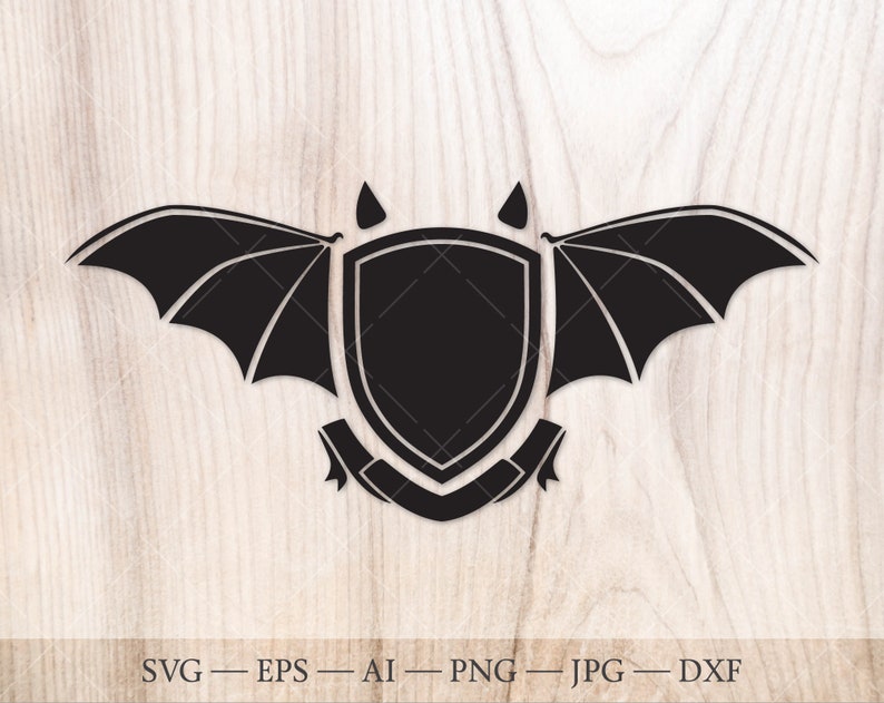 Shield With Bat Wings SVG. Halloween Svg Coat of Arms Etsy