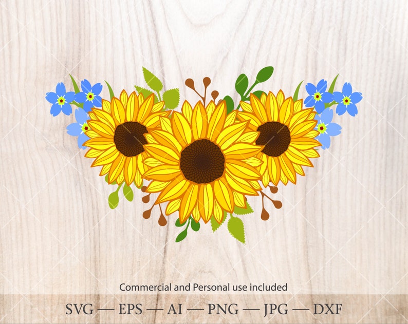 Download Sunflower bouquet SVG. Sunflower clipart. Floral frame ...