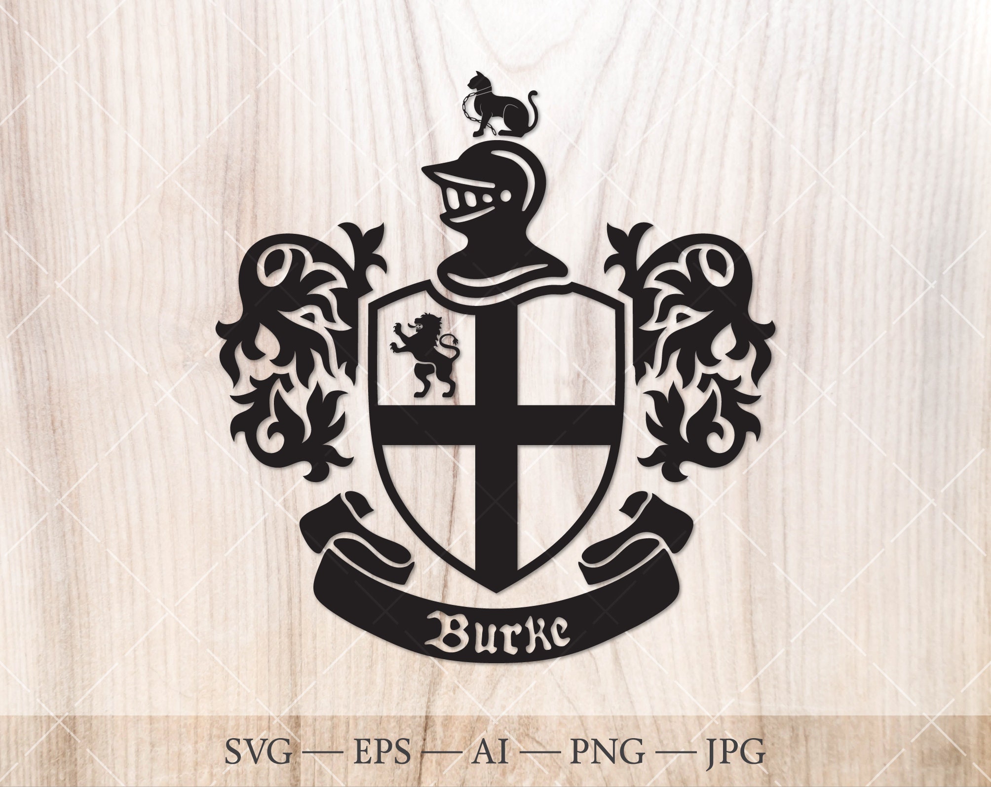 Download Burke Family Crest Coat Of Arms Svg Heraldic Shield With Etsy