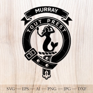Insigne de crête de Murray SVG, svg de clan écossais, svg de crête de famille. Armoiries svg. Ceinture écossaise héraldique avec boucle SVG. Crête de clan svg