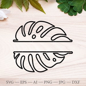 Monstera svg, monstera monogram SVG. Monstera Leaf SVG cutting file, monstera plant svg, tropical leaves svg, monogram frame svg