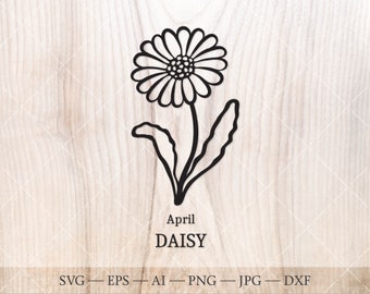 Daisy SVG, April Birth Flower Clipart (Digital Download)