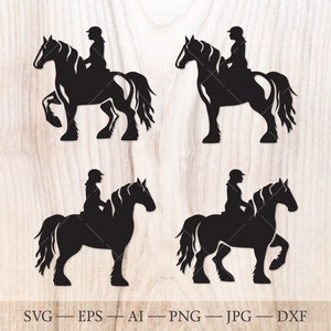 Caballo y jinete svg. El caballo Gypsy vanner con siluetas de mujer jinete. Mujer montando a caballo svg, Irish Cob, Gypsy Vanner, Tinker Horse