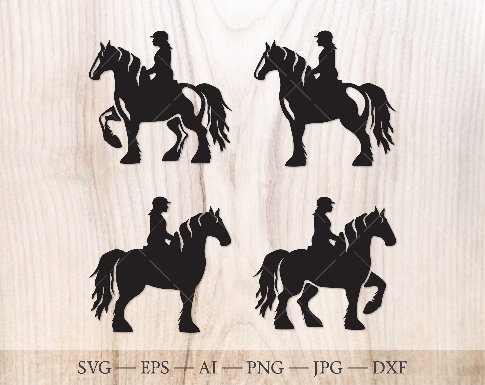 Horse and rider svg. The Gypsy vanner horse with female rider Etsy