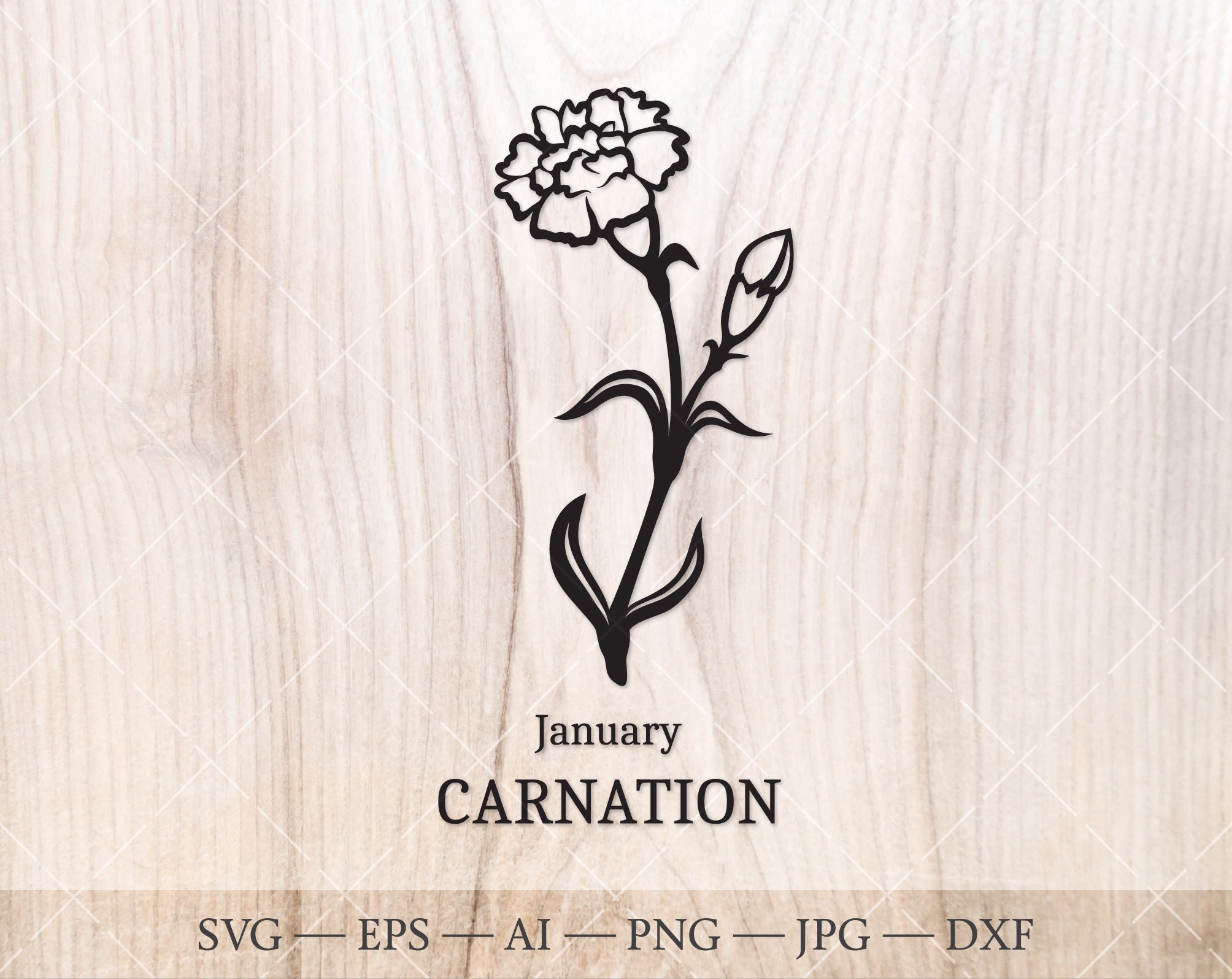 Carnation SVG January Birth Flower SVG. Birth Month Flower - Etsy