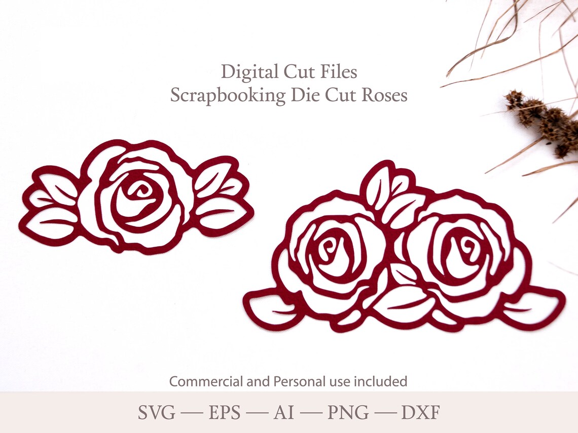 Cricut SVG Digital Cut File Roses. Scrapbooking Die Cut Rose. Etsy