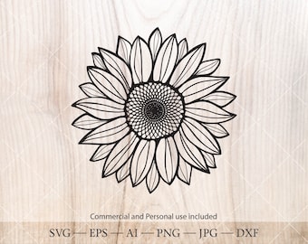 Sonnenblumen SVG. Sonnenblume Silhouette Clipart. Botanische Blumen Sonnenblume Umriss