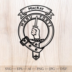 Insignia con el escudo de MacKay SVG, escudo de clan escocés SVG, escudo familiar SVG, cinturón heráldico escocés con hebilla SVG, escudo de clan SVG