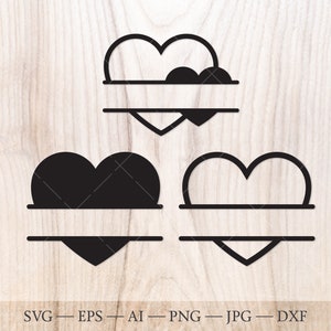 Herz Monogramm SVG, Herz Split Name Rahmen SVG. Herz svg, Liebe svg ClipArt, Niedliches Herz svg