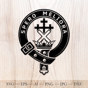 Moffat crest badge SVG, Scottish clan svg, Family crest svg. Coat of arms svg. Clan crest svg. Heraldic scottish belt with buckle SVG.