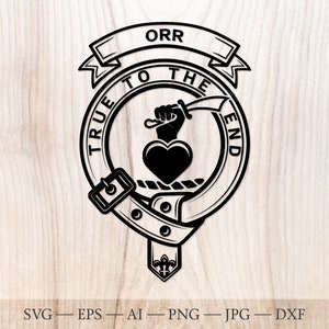 Insigne Orr écusson SVG, svg du clan écossais, écusson familial svg. Armoiries svg. Ceinture héraldique écossaise avec boucle SVG. Emblème du clan svg
