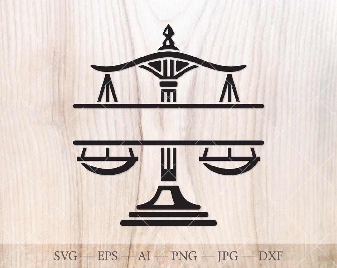 Justice Scales Monogram Frame Svg, Justice Split Name Frame SVG, Law