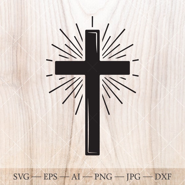 Cross SVG. Religious Faith svg. Christian emblem clipart. Spiritual Christian crest logo.