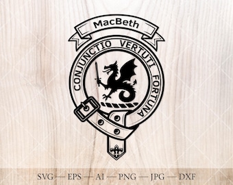 MacBeth-vapenmärke SVG, skotsk familjevapen (digital nedladdning)