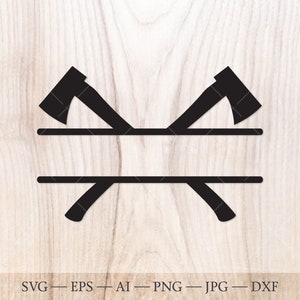 Crossed axe split monogram SVG. Felling axe monogram svg, Lumberjack Axe Svg. Cricut SVG cut file.