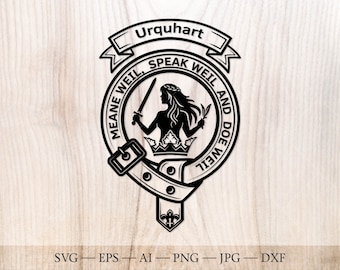 Urquhart-klanens vapensköld SVG, skotsk familjevapensköld (digital nedladdning)