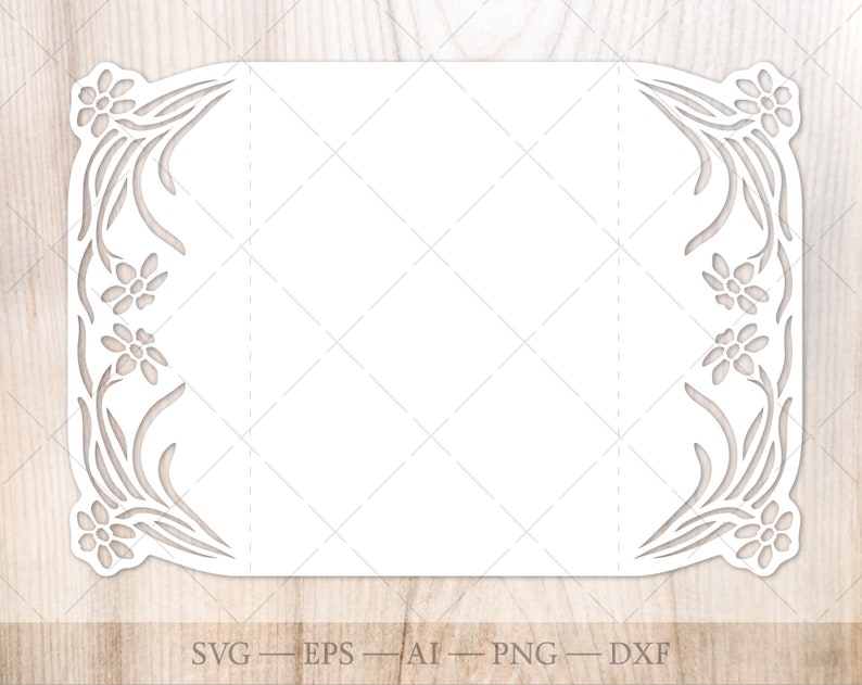 Download Cricut SVG Floral invitation 5x7 SVG template. Daffodil flower | Etsy
