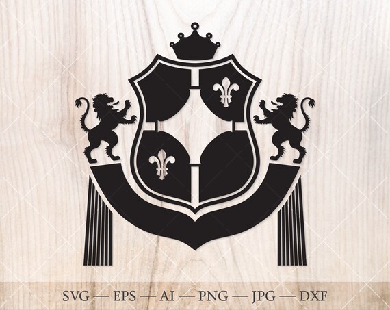 Download Shield With Crown Fleur De Lis And Lions Svg Coat Of Arms Clipart Family Crest Logo