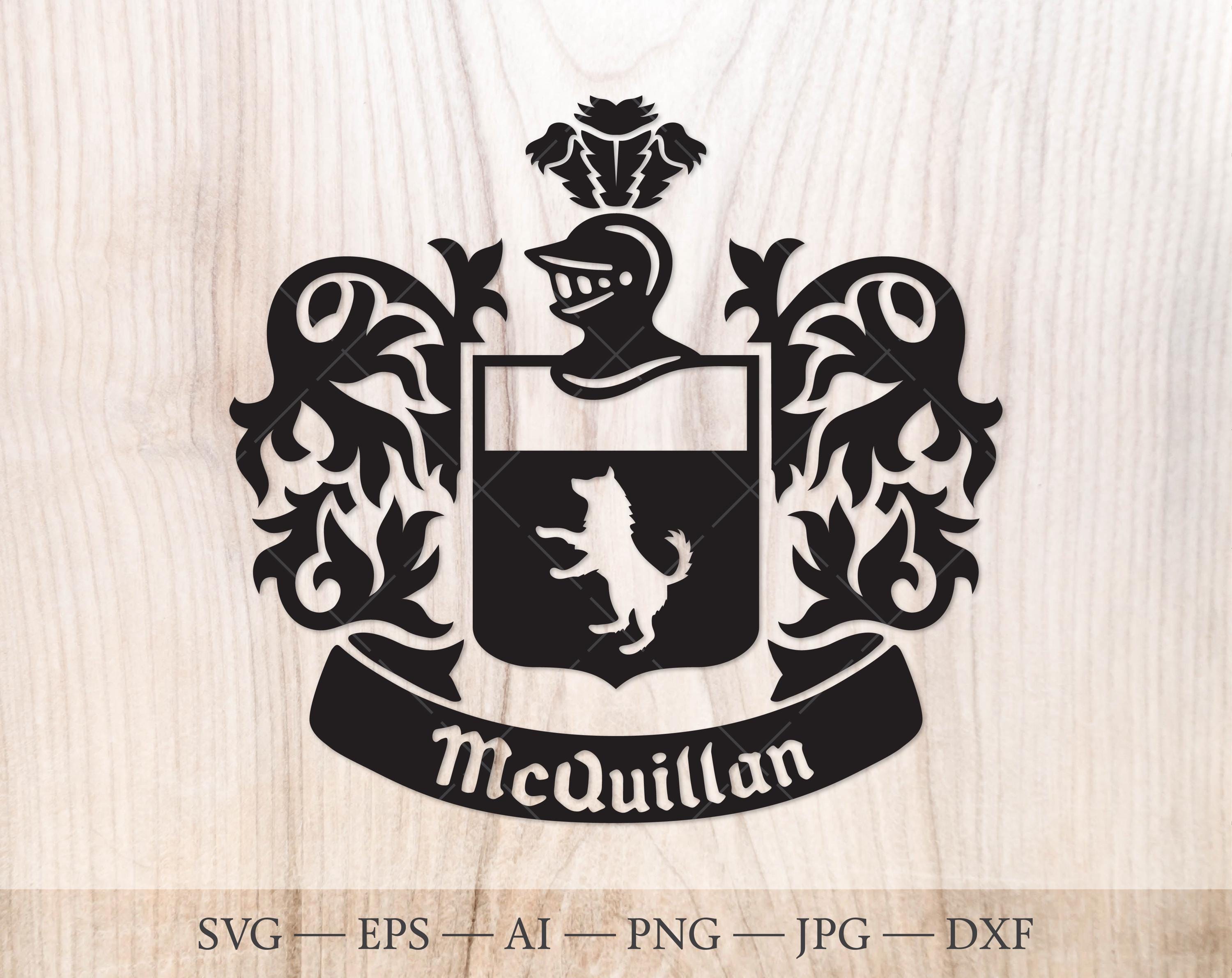 Mcquillan Family Crest. Coat of Arms Svg. Heraldic Shield With