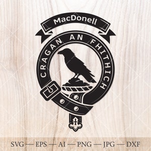 MacDonell crest badge SVG, Scottish clan svg, Family crest svg. Coat of arms svg. Heraldic scottish belt with buckle SVG. Clan crest svg