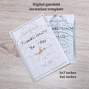 Plantilla SVG de Cricut para invitación de boda con apertura en puerta de 4 x 6, 5 x 7. Tarjeta troquelada de papel con apertura en puerta con corazón. Descarga digital Archivo de corte