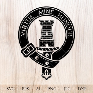 Badge écusson Maclean SVG, svg du clan écossais, écusson familial svg. Armoiries svg. Ceinture héraldique écossaise avec boucle SVG. Emblème du clan svg