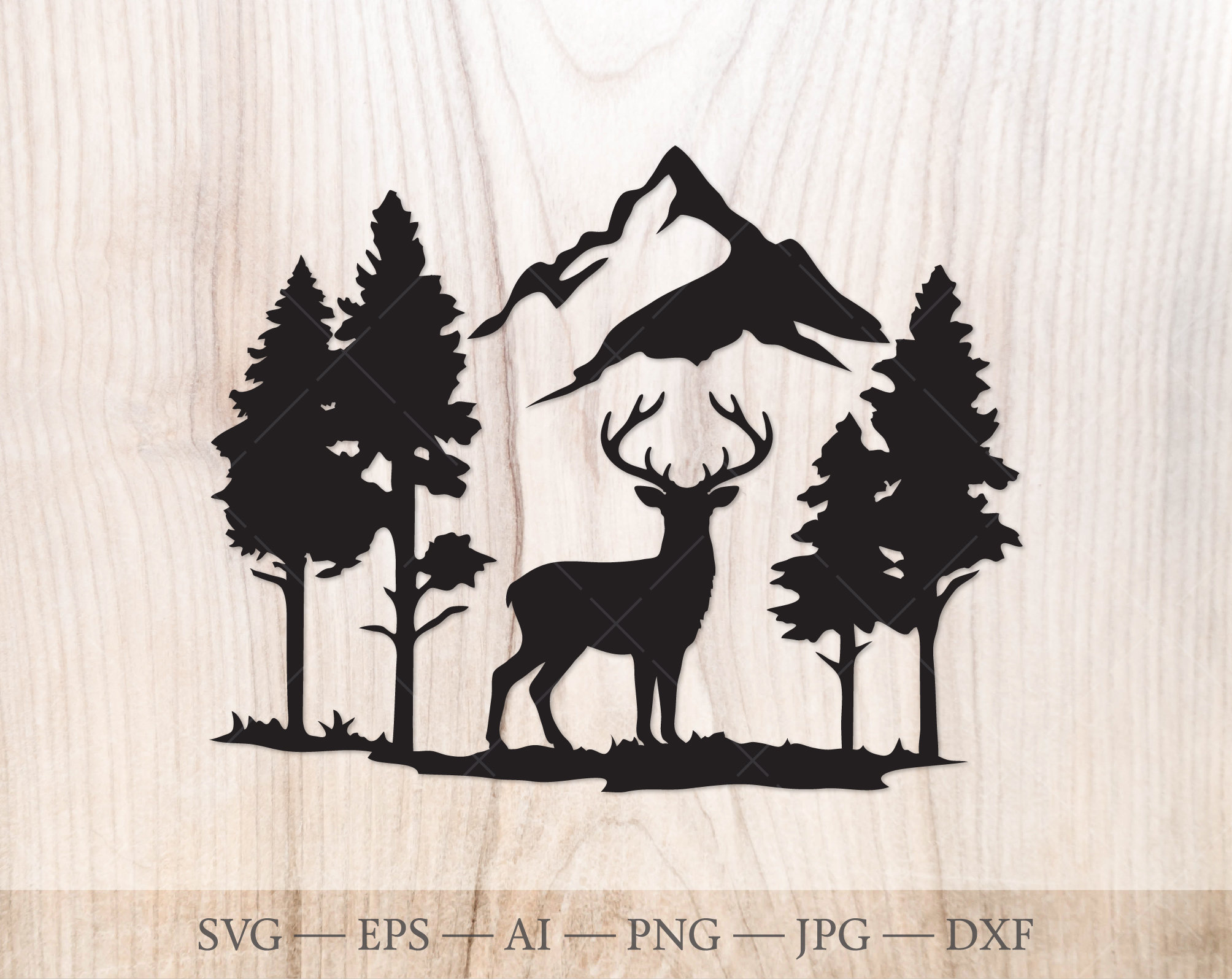 Deer Forest SVG Cut File, Mountain Pine Trees (digital Download) - Etsy
