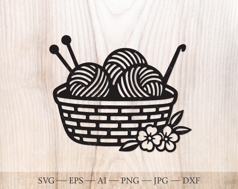 Knitting Basket SVG Bundle, Crochet Hook, Craft Silhouette (digital ...