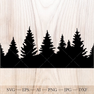 SVG de forêt, fichier de coupe SVG de ligne de forêt sans soudure. Pin svg, svg Woods. Sans soudure forêt arbre Silhouette SVG, svg forêt à feuilles persistantes