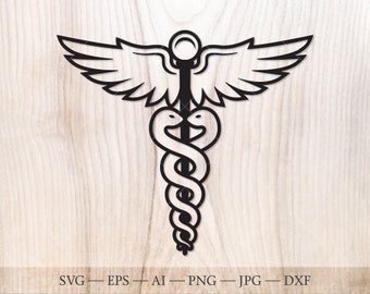 Caduceus Medical Symbol SVG, Nurse Doctor Design (Digital Download)