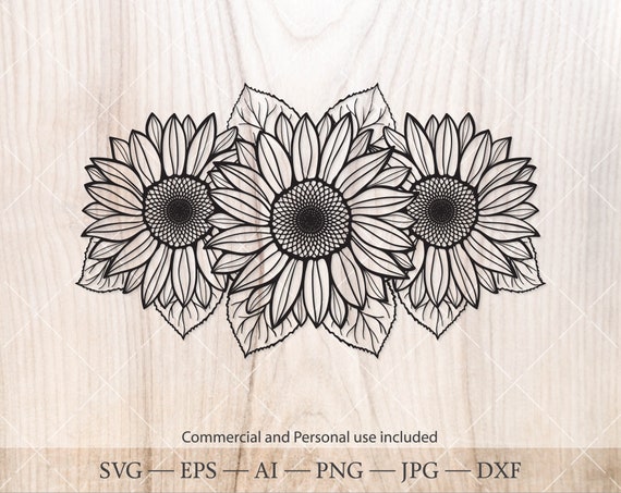 Sunflower bouquet SVG. Sunflower silhouette clipart ...