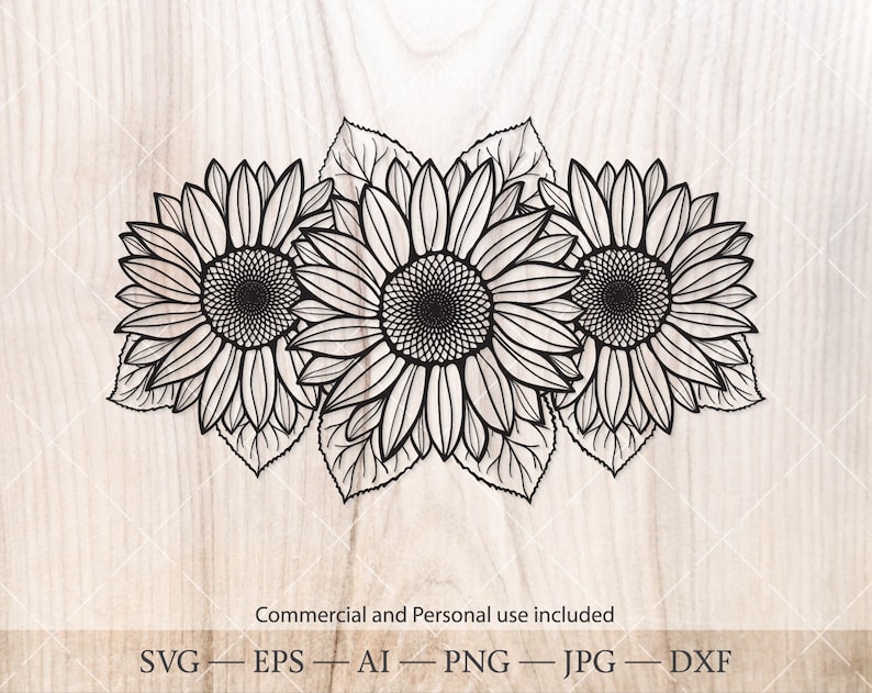 Download Sunflower bouquet SVG. Sunflower silhouette clipart ...