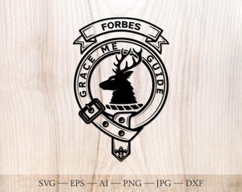 Forbes klanvapen SVG, skotsk familjemärke, vapensköld (digital nedladdning)