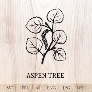 Tremble SVG. Arbres de naissance SVG. Dessin du contour de l'arbre du mois de naissance. Clipart floral d'anniversaire, clipart d'arbre de naissance