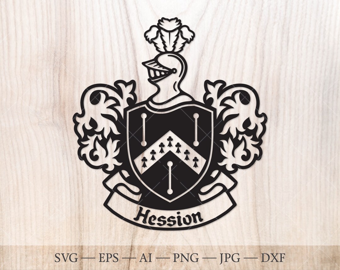 Colman Hession Hession Family Crest SVG, Heraldic Shield With Ermine Spots, Chevron ...
