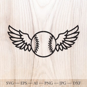 Béisbol con Alas SVG Béisbol Svg, Softbol svg, deporte svg. Alas de Softbol SVG