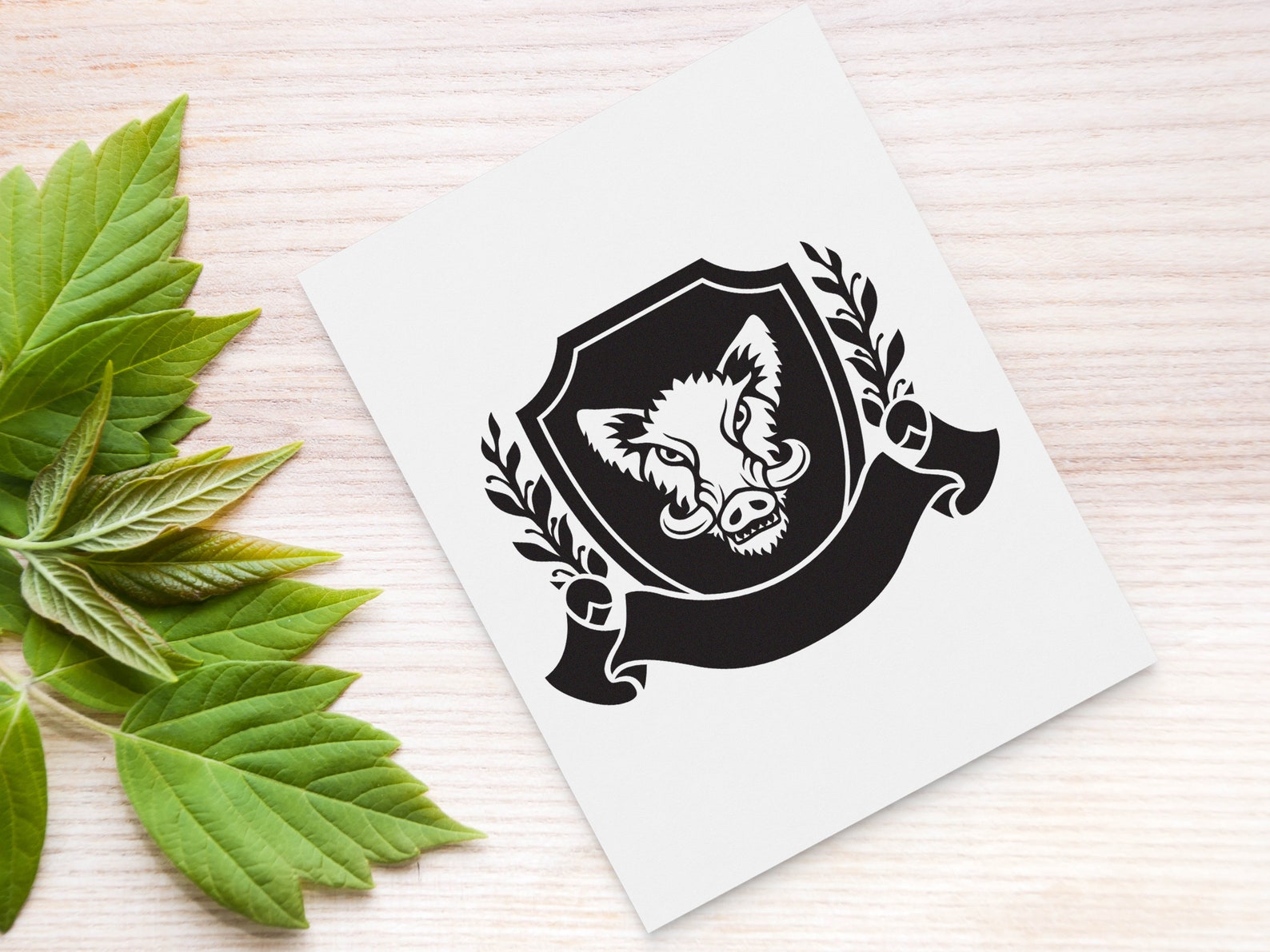 Family Crest SVG Template. Shield With Boar Head Laurel Etsy