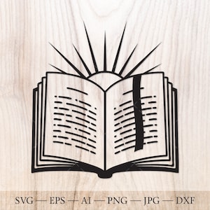 Open Bijbel SVG, kruis SVG. Religieus geloof svg. Christelijke clipart. Spirituele christelijke SVG