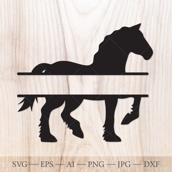 Draft Horse SVG Split Name Frame SVG, Horse Monogram Cut File. Horse love svg clip art, Shire Horse, Belgian Horse SVG. Clydesdale svg