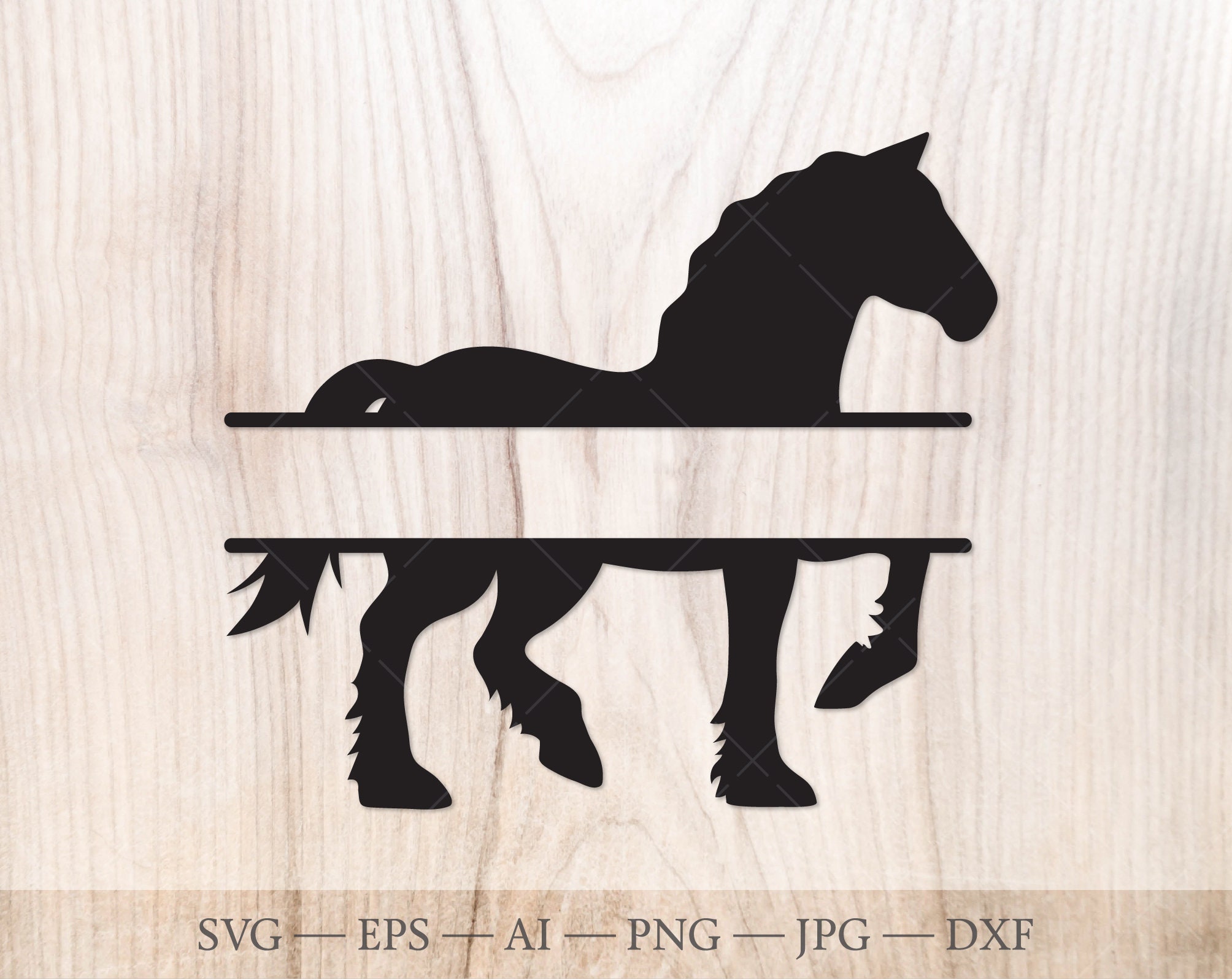 Draft Horse SVG Split Name Frame SVG Horse Monogram Cut File. Etsy