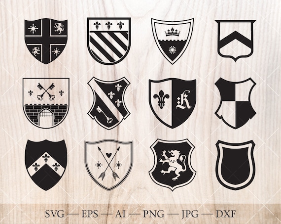 Family Crest, Shield SVG Set. Shield Clipart. Coat of Arms 