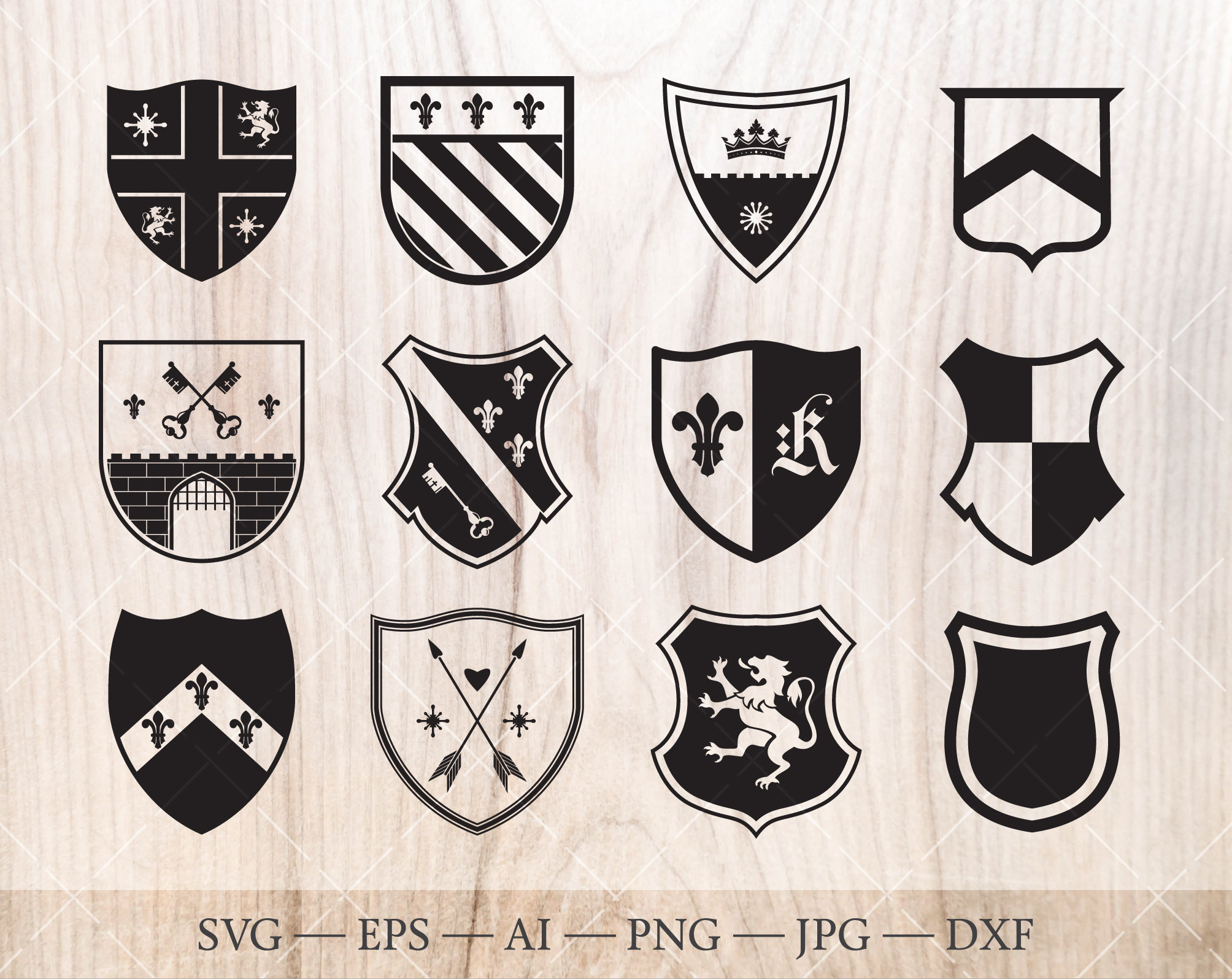 Family Crest Shield SVG Set. Shield Clipart. Coat of Arms - Etsy Canada