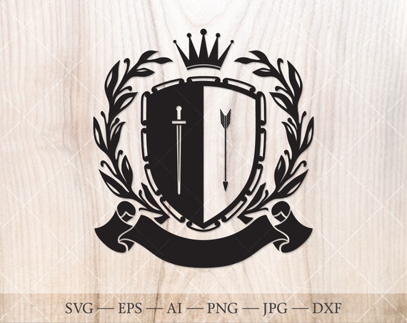 Download Coat Of Arms Svg Family Crest Logo Svg Shield With Crown Etsy