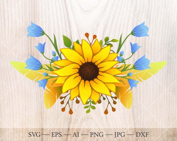 Download Sunflower Bouquet Svg Sunflower Feather Clipart Floral Etsy