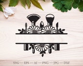 Makeup Split Monogram Frame SVG, Makeup Artist Tool (Digital Download)