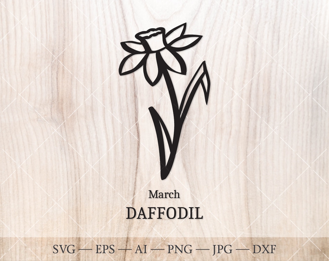 Daffodil SVG. March Birth Flower SVG. Birth Month Flower Outline
