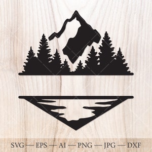 Mountain, Lake and Forest Monogram SVG, Forest Split Name Frame SVG Cut ...