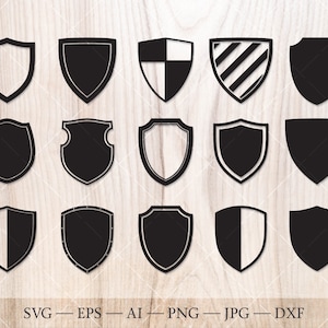 Bouclier héraldique SVG Set. Clipart de bouclier de chevalier. Pour cricut, svg, eps, dxf, png