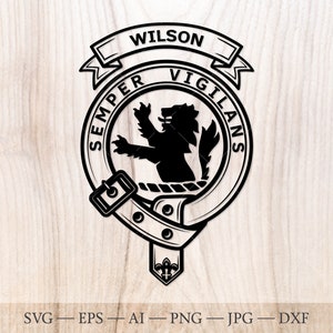 Wilson crest badge SVG, Scottish clan svg, Family crest svg. Coat of arms svg. Heraldic scottish belt with buckle SVG. Clan crest svg