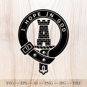 Badge écusson MacNaughton SVG, svg du clan écossais, écusson familial svg. Armoiries svg. Ceinture héraldique écossaise avec boucle SVG. Emblème du clan svg